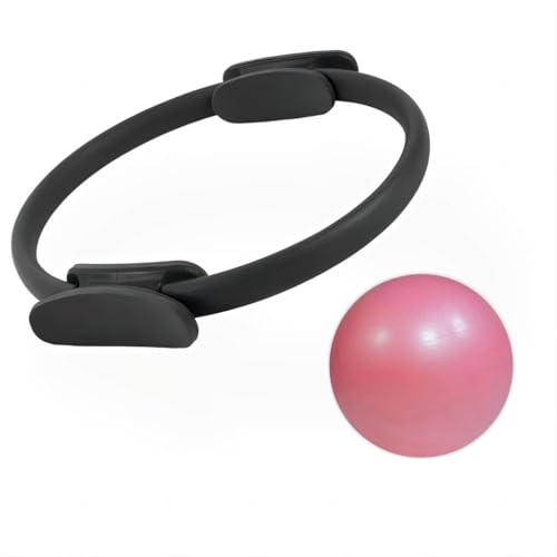 Pilates Ring and Mini Exercise Ball - Pilates Equipment for Home Workout,Magic Circle Pilates Ring 13 inch,Yoga,Core Training and Physical Therapy,Increase Flexibility & Agility. - color: Pink Pilates balls, style: Black Pilates circles