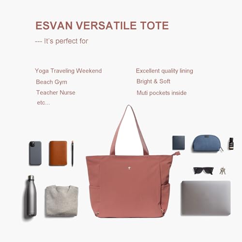 ESVAN Yoga Mat Bag Yoga Tote Carrier Shoulder Bag Carryall Tote for Office,Yoga,Pilates,Travel,Beach and Gym - color: Aa Brown Pink