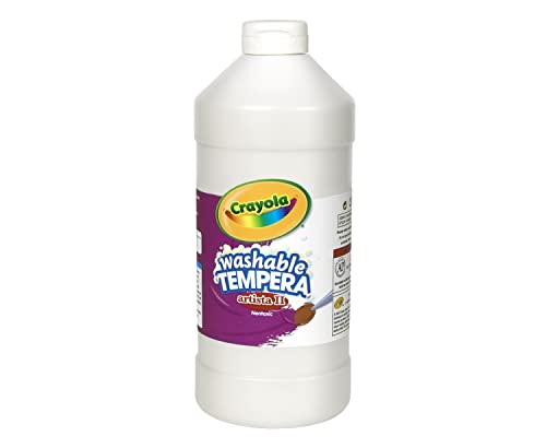 Crayola Washable Tempera Paint For Kids, White Paint, Classroom Supplies, Non Toxic, 32 Oz Squeeze Bottle - color: White, size: 32 Fl Oz (Pack of 1)