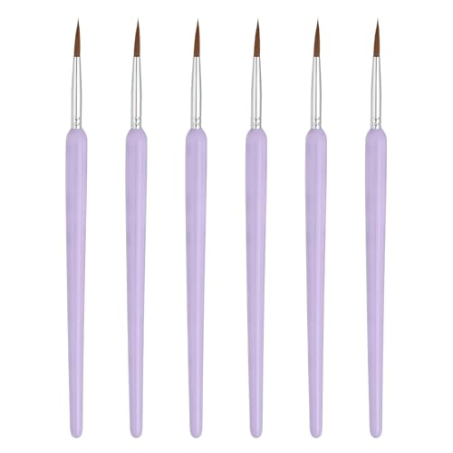 MECCANIXITY Miniature Detail Paint Brushes, 17mm Round Pointed Small Fine Tip Micro Paint Brushes for Fine Model Craft Art Face Acrylic Painting Oil Watercolor(Purple, Pack of 6) - color: Purple, size: 17mm