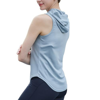 Womens Workout Hooded Tank Yoga Tops Running Shirts Quick Dry Gym Sleeveless Hoodie - color: 3 Pack: Black+white+grey, size: Small