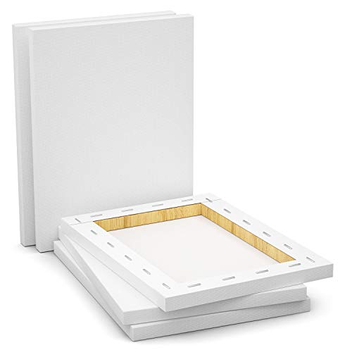 Stretched Canvas, 16x20 Inch Set of 5, Primed White | 100% Cotton Artist Canvas Boards for Painting, Acrylic Pouring, Oil Paint Dry & Wet Art Media - color: White, size: 16"x20"