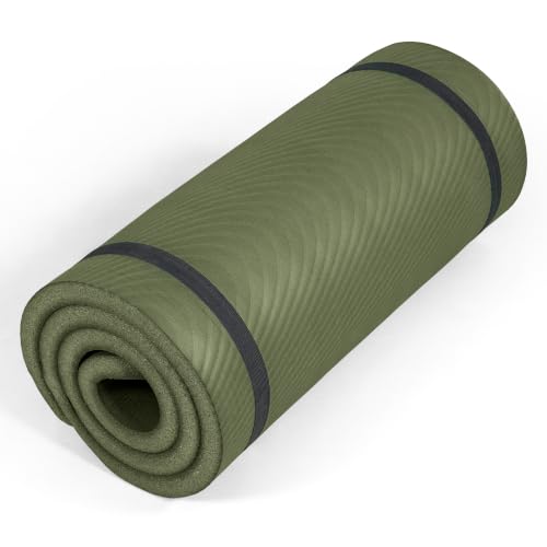 Tone Fitness 1-Inch Thick Yoga Mat | High-Density, Non-slip Exercise Mat with Carrying Strap for Yoga, Pilates, & Home Gym Workouts | Multiple Options - color: Green, style: Wave
