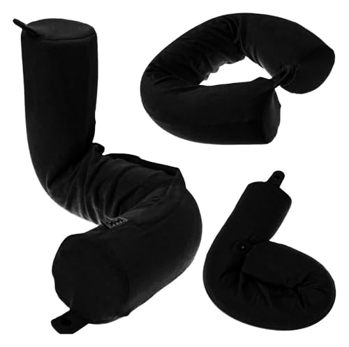 Dot&Dot Twist Memory Foam Travel Pillow, Bendable Neck Pillow for Airplane, Car and Home, 26-Inch Adjustable Roll with Washable Cotton Cover, Black - color: Onyx, size: Standard (26")