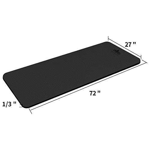 Hatha Yoga TPE Yoga Mat 72"x 27"x1/3" Non-slip Exercise Mat - color: black