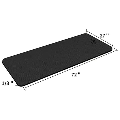 Hatha Yoga TPE Yoga Mat 72"x 27"x1/3" Non-slip Exercise Mat - color: black