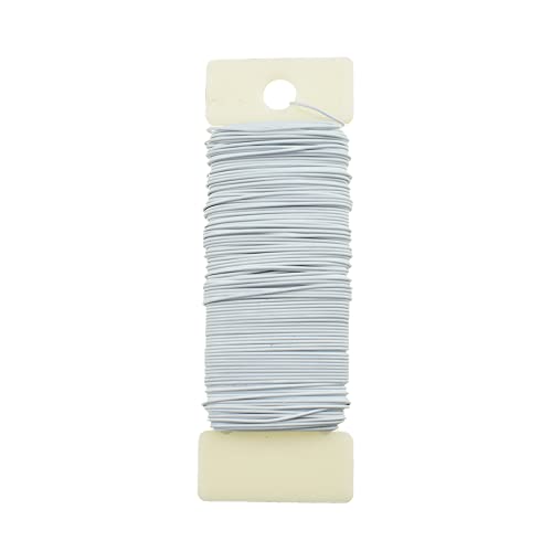 HAHIYO 22Gauge White 1Roll Total 38Yards(115Feet) Metal Floral Wire Flexible Paddle Wire Florist Wire Garden Wire for Crafts Christmas Wreaths Tree Flower Arrangement Bouquet Wrapping Wedding DIY - color: White, size: 22Gauge-1P/38Yards