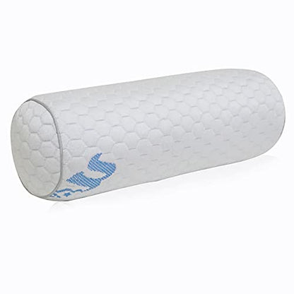 Kingnex Cylinder Bolster Roll Pillow for Back or Side Sleepers 20x8 | Shredded Latex Filling, Removable Cooling Cover, Under Knees for Back Sleepers, Between Legs to Relief Lower Back Pain - size: 20 Lx8 D