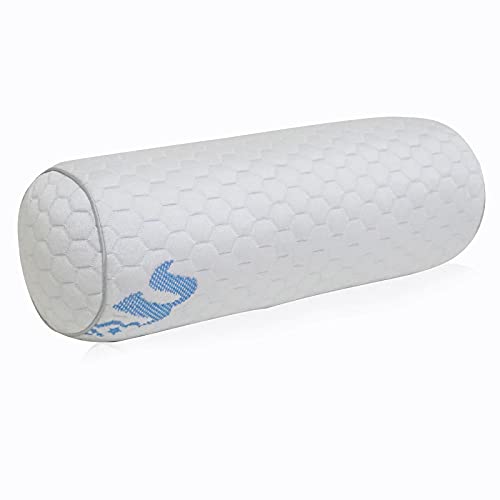 Kingnex Cylinder Bolster Roll Pillow for Back or Side Sleepers 20x8 | Shredded Latex Filling, Removable Cooling Cover, Under Knees for Back Sleepers, Between Legs to Relief Lower Back Pain - size: 20 Lx8 D