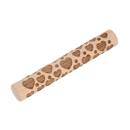 HARFINGTON Wood Clay Roller 4" Heart Pattern Rolling Pins Wood Rollers Pottery Tools Wood Grain Texture Rollers for Clay Baking Dough Playdough DIY - style: Heart