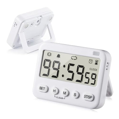 GH 99 Hours Digital Timer, Silent, Sound, Vibriting, Countdown, Count Up, Loop, Alarm, Clock, Small Timer for Study, Classroom, Office, Meditation, Lab, Sleep, Desk