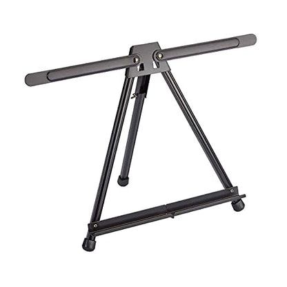KINGART Adjustable Black Aluminum Table Top Display Easel with Extension Arm Wings -15" to 21" High - Portable Artist Tripod Folding Frame Stand - Holds Canvas, Paintings, Books, Photos, Signs