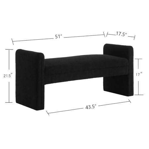 24KF Modern Upholstered Bed Bench Covered with Soft Boucle Teddy Fabric, Lovely Entryway Bench Ottoman with Armrest,5062-Dark Green - color: Dark Green Teddy Bench