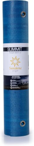 Summit Yoga Mat, 72"x24"6mm Thick - color: Marble Teal/Turquoise with Grommets