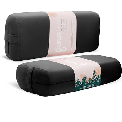 Gurus Super Soft & Firm Yoga Bolster Pillow - Lightweight, Easy to Carry with Handles - Rectangular, Machine Washable Cover