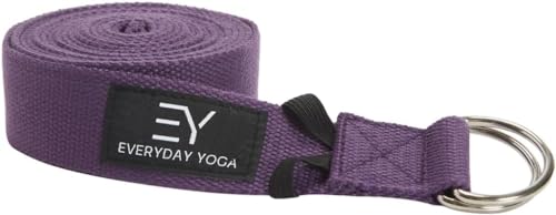 𝗘𝘃𝗲𝗿𝘆𝗱𝗮𝘆 𝗬𝗼𝗴𝗮 Foam Block and Yoga Strap Set, Soft Non-Slip Surface for Stability, Balance, and Deepen Stretches - Plum - 6ft Length