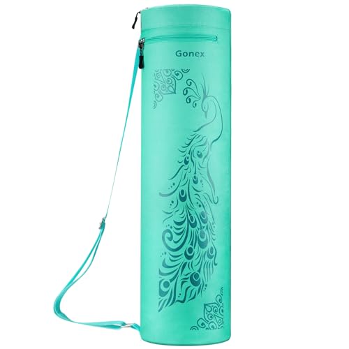 Gonex Yoga Mat Bag, Full-Zip Mat Carrier | 600D Oxford Fabric, Wet Pocket, Front Zip Pocket, Adjustable Strap, Fits Mats up to 26" - color: Green