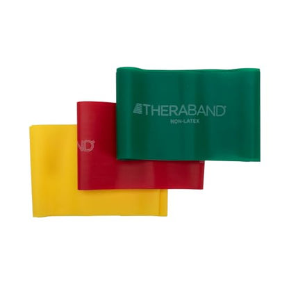 THERABAND Resistance Bands Set, Elastic Bands for Exercise & Physical Therapy, Strength Training for Upper & Lower Body Fitness - size: Beginner Set – 3 Pack, style: Non-Latex