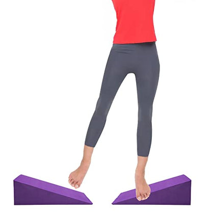 DEAYOU 2 Pack Yoga Foam Wedge, 13" EVA Foam Calf Stretch Slant Board for Lower Leg Strength Improve, Squat Wedge Incline Block for Workout, Exercise, Foot Heel Stretcher, Wrist Back Support (Purple)