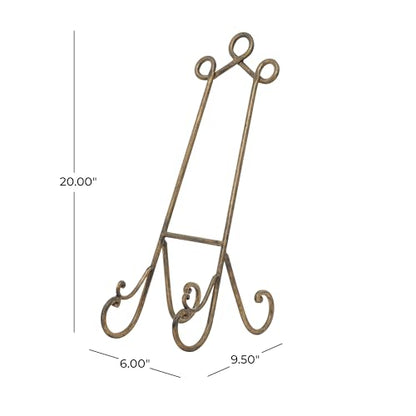 Deco 79 Metal Display Easel Scroll Tabletop Easel, Display Stand 7" x 10" x 19", Gold - color: Gold, size: CONVENIENTLY SIZED