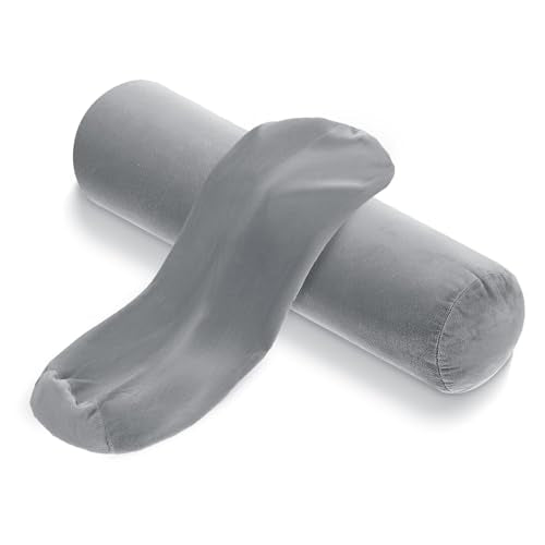 Xindojuz 2 PCS 16 x 6 Inch Support Neck Roll Pillow Cover (Gray) | Round Soft Bolster Pillow Covers with Hidden Zipper, Neck Roll Cylinder Pillowcases for Cylindrical Cushion, Pillow-Case Only - color: Gray
