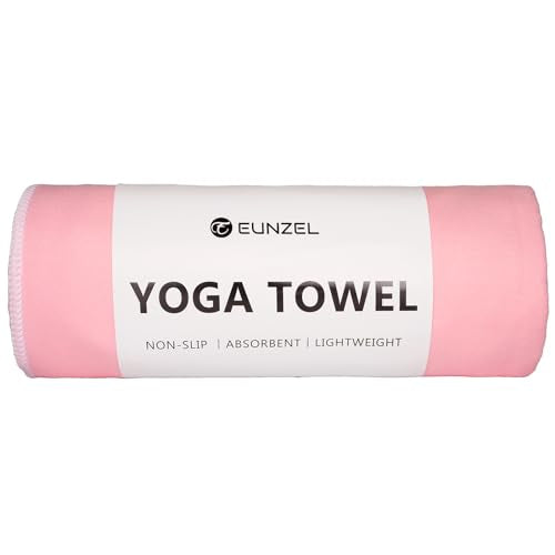 Eunzel Hot Yoga Mat Towel, Ultra-Absorbent Microfiber 72" x 26.5" | Ultra Absorbent Microfiber, Soft Touch Fabric, Quick Dry, Hot Yoga & Pilates, Machine Washable - color: Pink/ White