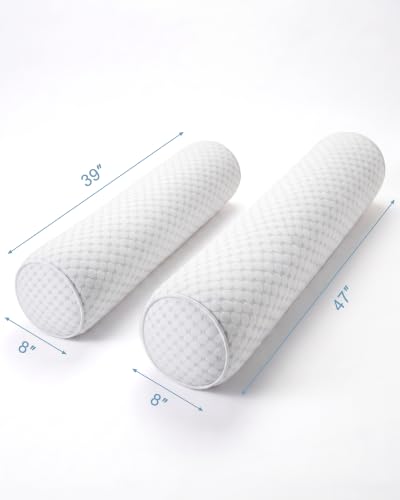 YZ HOME Cooling Bolster Body Pillow for Side Sleepers, Long Pillow for Bed - color: Grey, size: 8"*39"