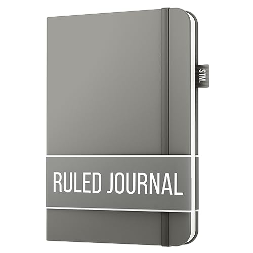 Scribbles That Matter Lined Journal Notebook for writing | Ruled 150 pages, 120gsm Thick Paper with Sticky Notes,pen loop, elastic band, leather hard cover A5 journals for writing, 5.75x8.2 inches - color: Grey