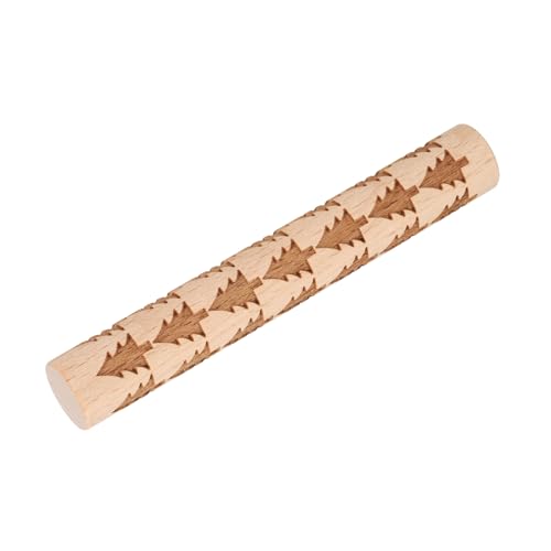 HARFINGTON Wood Clay Roller 4" Pine Tree Pattern Rolling Pins Wood Rollers Pottery Tools Wood Grain Texture Rollers for Clay Baking Dough Playdough DIY - style: Pine Tree