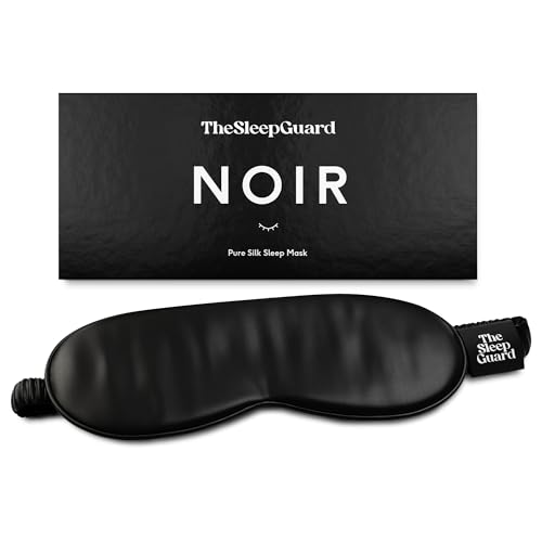 TheSleepGuard Pure Silk Sleep Mask [100% 6A Mulberry Silk, 22 Momme] Light Blocking Travel Essentials. Eye Masks for Sleeping. Black Oeko-Tex Blindfold. Eye Covers for Men & Women - color: Noir Black