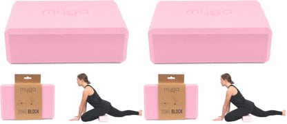 MYGA Yoga Block,Lightweight EVA Foam Yoga Brick,High Density Non-Slip Block for Yoga Poses, Pilates, Balance and Flexibility - color: Dusty Pink, size: One Size (Pack of 2)