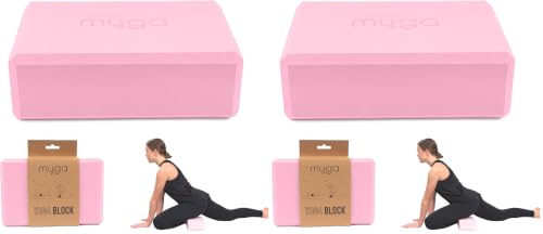 MYGA Yoga Block,Lightweight EVA Foam Yoga Brick,High Density Non-Slip Block for Yoga Poses, Pilates, Balance and Flexibility - color: Dusty Pink, size: One Size (Pack of 2)