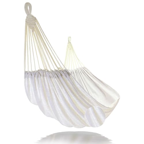 GOCAN All-Natural Hammock（30% Linen 70% Tencel） Off‑White | Breathable, cooling and skin‑friendly, ideal for indoor, outdoor, garden and patio use. - color: Stand, size: XX-Large
