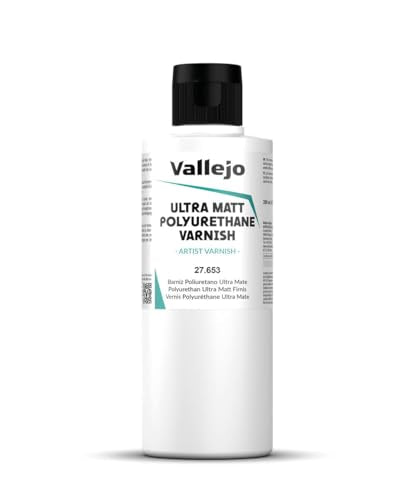 Vallejo - Polyurethane Varnish | Ultra Matt Finish 200 ml. (6.76 fl.oz.) | Extraordinary Hardness & Permanence | Create a Perfect Clear Coat | Scratch Resistant for Outdoor and Indoor Surfaces - style: Ultra Matt 200 ml. (6.76 fl.oz.)