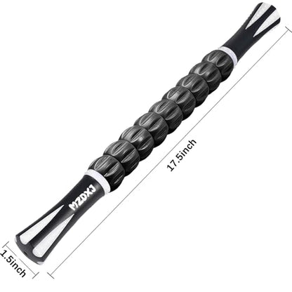 Muscle Roller Massage Roller Stick- Deep Tissue Fascia Blaster for Myofascial Pain Relief, Lymphatic Drainage & Body Sculpting, Handheld Physical Therapy & Recovery Tool (White Black) - color: White Black