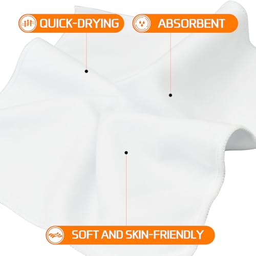12 Pack Sweat Absorbing Handkerchiefs,Microfiber Sweat Rags Towels for Men & Women,Small Sweat Cloth for Hand,Hankies - color: Classic White