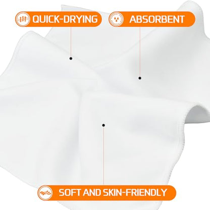 12 Pack Sweat Absorbing Handkerchiefs,Microfiber Sweat Rags Towels for Men & Women,Small Sweat Cloth for Hand,Hankies - color: Classic White
