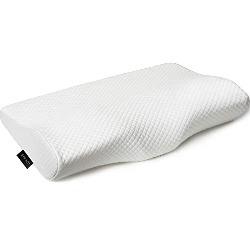 EPABO Contour Memory Foam Pillow Orthopedic Sleeping Pillows, Ergonomic Cervical Pillow for Neck Pain - for Side Sleepers, Back and Stomach Sleepers, Free Pillowcase Included (Firm & Queen) - color: White, size: Queen(24*15*4.8 inches)