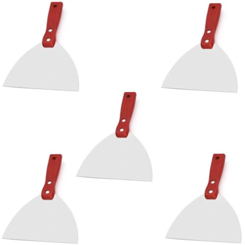5Pcs 6" Putty Knife Scrapers Stainless steel spatula Tool set，with a comfortable wooden handle，for Scrapering,Drywall Repairs and Spreading，Taping Drywall Wall Painting (6" - 5Pcs) - color: 6" - 5pcs
