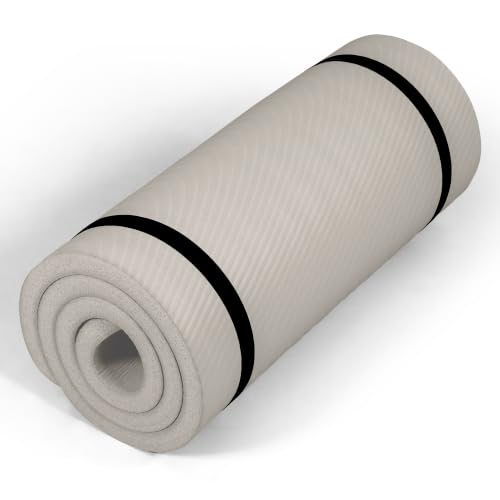 Tone Fitness 1-Inch Thick Yoga Mat | High-Density, Non-slip Exercise Mat with Carrying Strap for Yoga, Pilates, & Home Gym Workouts | Multiple Options - color: Gray, style: Wave