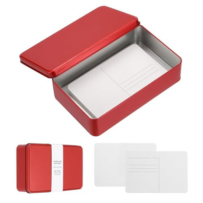 MECCANIXITY 20 Sheets Watercolor Postcards, 100% Cotton 4x6 Inch Watercolor Paper with Red Tin Box Blank Postcards Rough for Mailing Painting Invitations Greeting Cards(140lb/300gsm) - color: Red
