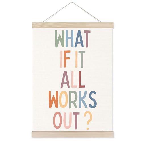 Welshower Boho Inspirational Poster Hanger Frame, What If It All Works Out Positive Affirmations Motivational Wall Art Prints Decor for Home Living Room Bedroom Office, 12x16 Inch - color: positive words17
