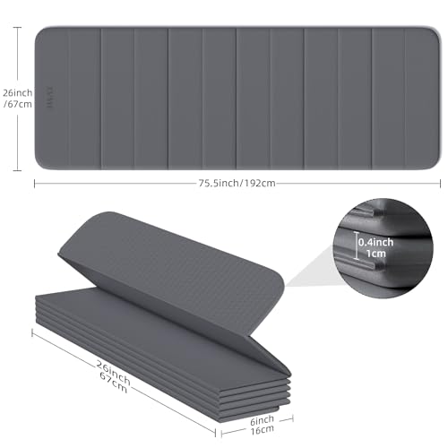 LVME Foldable Yoga Mat, Extra Thick 10mm, 76"x26"Extra Long - color: Space Gray