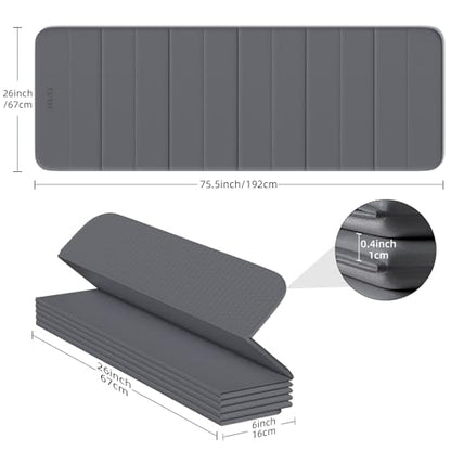 LVME Foldable Yoga Mat, Extra Thick 10mm, 76"x26"Extra Long - color: Space Gray