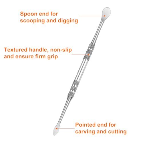 HARFINGTON 8 Pcs Wax Carving Tools 4.8" Double Ended Stainless Steel Wax & Clay Sculpting Wax Carvers Tools Modeling Spoon for Figures Clay Handmade Art Works, Silver Tone - color: Silver Tone