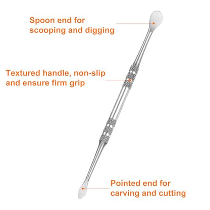 HARFINGTON 8 Pcs Wax Carving Tools 4.8" Double Ended Stainless Steel Wax & Clay Sculpting Wax Carvers Tools Modeling Spoon for Figures Clay Handmade Art Works, Silver Tone - color: Silver Tone