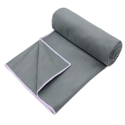 Eunzel Hot Yoga Mat Towel, Ultra-Absorbent Microfiber 72" x 26.5" | Ultra Absorbent Microfiber, Soft Touch Fabric, Quick Dry, Hot Yoga & Pilates, Machine Washable - color: Gray/ Purple