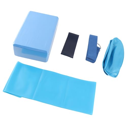 5Pcs Yoga Fitness Set, Yoga Blocks with Stretch Belt, Latex Towel and Resistance Loop, Complete Workout Kit for Home Gym, Includes Yoga Ball for Pilates, Stretching and Strength Tr