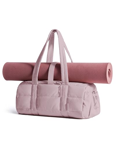 BAGSMART Reiki Gym Bag for Women Puffy Yoga Mat Travel Weekender Duffle Bag - color: Light Purple, size: Medium