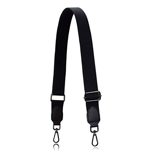 Allzedream Purse Straps Replacement Crossbody Bags Handbag Wide Canvas Leather Adjustable - color: Black